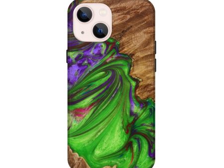 iPhone 13 mini Wood+Resin Live Edge Phone Case - Ana (Green, 641966) For Discount