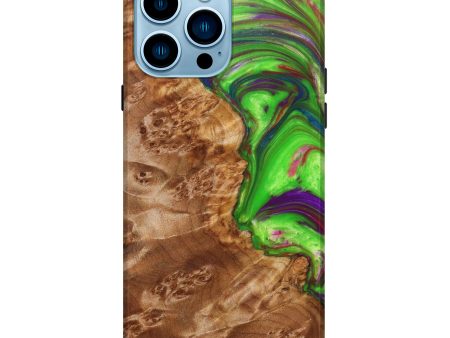 iPhone 14 Pro Max Wood+Resin Live Edge Phone Case - Addison (Green, 641120) Hot on Sale