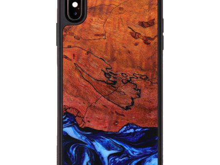 iPhone Xs Max Wood+Resin Phone Case - Elise (Blue, 641663) Cheap