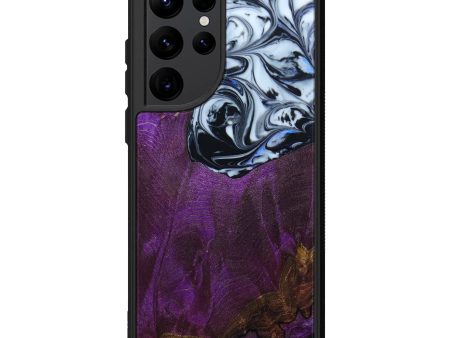 Galaxy S22 Ultra Wood+Resin Phone Case - Adaline (Black & White, 642709) Fashion