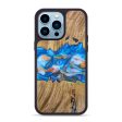 iPhone 14 Pro Max Wood+Resin Phone Case - Natasha (Teal & Gold, 643180) on Sale