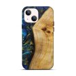 iPhone 14 Wood+Resin Live Edge Phone Case - Zachary (Teal & Gold, 642267) Online now