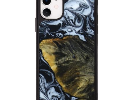 iPhone 11 Wood+Resin Phone Case - Atticus (Black & White, 642704) Discount