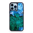 iPhone 14 Pro Max Wood+Resin Phone Case - Walker (Teal & Gold, 642491) For Cheap