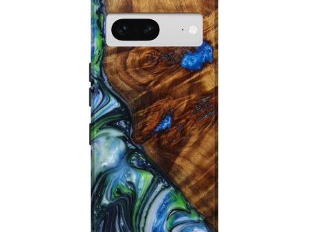 Pixel 7 Wood+Resin Live Edge Phone Case - Tina (Blue, 641973) Online Hot Sale