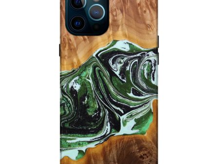 iPhone 12 Pro Max Wood+Resin Live Edge Phone Case - Brooks (Green, 642276) on Sale