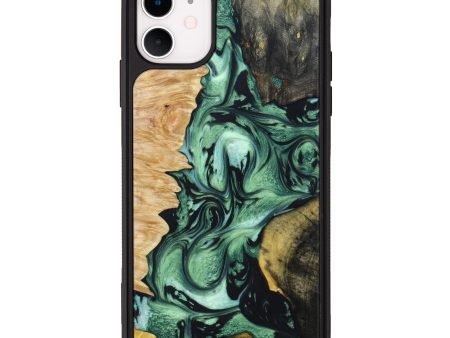 iPhone 11 Wood+Resin Phone Case - Edgar (Mosaic, 640799) For Sale