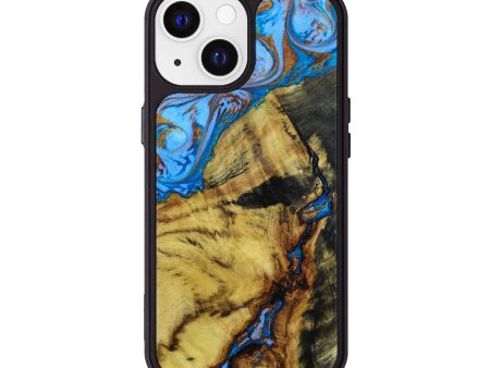 iPhone 13 Wood+Resin Phone Case - Robyn (Teal & Gold, 643336) Online now