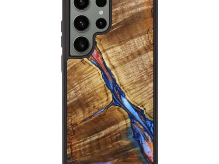 Galaxy S23 Ultra Wood+Resin Phone Case - Amari (Teal & Gold, 638854) Cheap