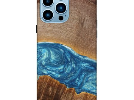 iPhone 14 Pro Max Wood+Resin Live Edge Phone Case - Alessandra (Blue, 637732) Online Hot Sale