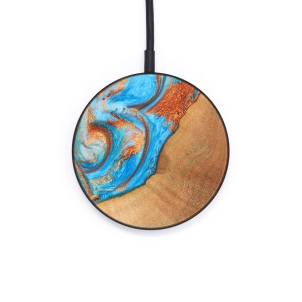 Circle Wood+Resin Wireless Charger - Malia (Teal & Gold, 637914) For Cheap