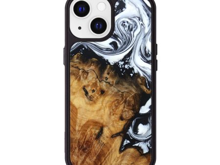 iPhone 13 Wood+Resin Phone Case - Tucker (Black & White, 639373) Sale