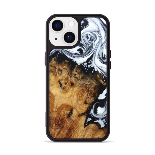 iPhone 13 Wood+Resin Phone Case - Tucker (Black & White, 639373) Sale