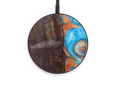 Circle Wood+Resin Wireless Charger - Brody (Teal & Gold, 637567) Supply