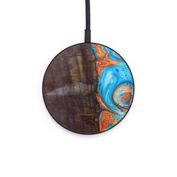 Circle Wood+Resin Wireless Charger - Brody (Teal & Gold, 637567) Supply