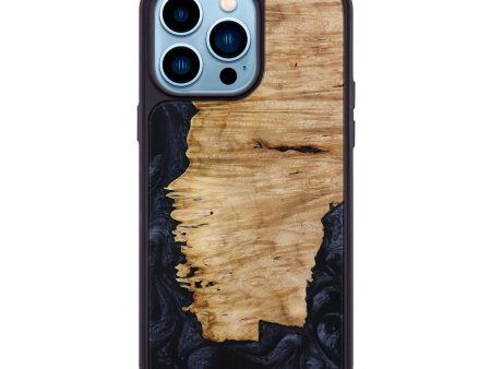 iPhone 14 Pro Max Wood+Resin Phone Case - Ryder (Black & White, 641355) Sale