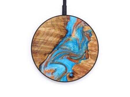 Circle Wood+Resin Wireless Charger - Alejandro (Teal & Gold, 637919) Online Hot Sale