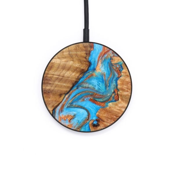 Circle Wood+Resin Wireless Charger - Alejandro (Teal & Gold, 637919) Online Hot Sale