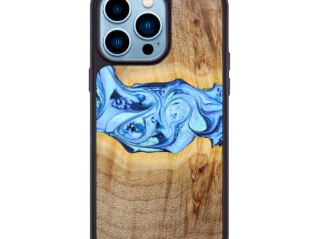 iPhone 14 Pro Max Wood+Resin Phone Case - Madilyn (Blue, 640892) Online now