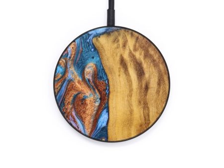 Circle Wood+Resin Wireless Charger - Annika (Teal & Gold, 637873) Cheap