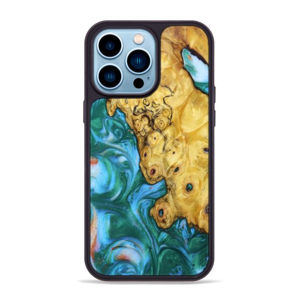 iPhone 14 Pro Max Wood+Resin Phone Case - Nikki (Green, 639659) on Sale