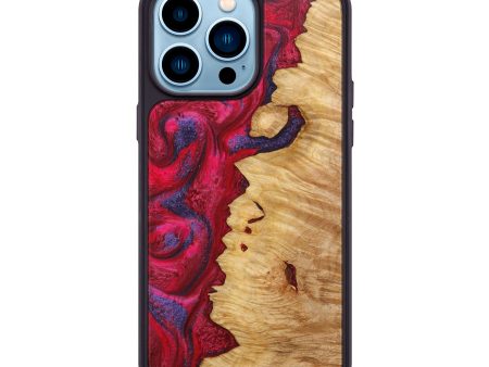 iPhone 14 Pro Max Wood+Resin Phone Case - Jennie (Red, 638923) For Sale