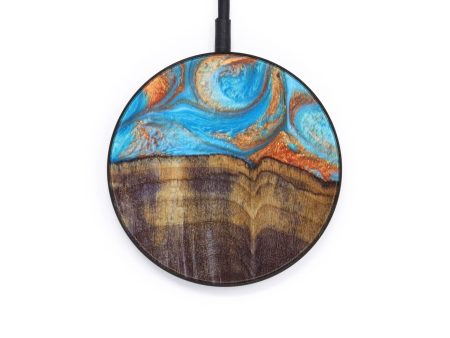 Circle Wood+Resin Wireless Charger - Cristian (Teal & Gold, 637563) Sale