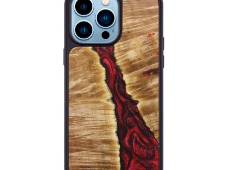 iPhone 14 Pro Max Wood+Resin Phone Case - Imani (Red, 638441) For Sale