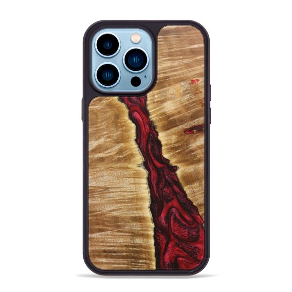 iPhone 14 Pro Max Wood+Resin Phone Case - Imani (Red, 638441) For Sale