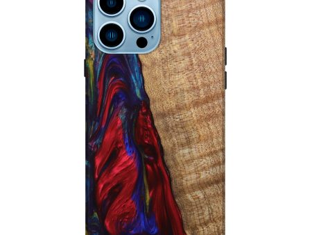 iPhone 14 Pro Max Wood+Resin Live Edge Phone Case - Angelo (Red, 641040) For Discount