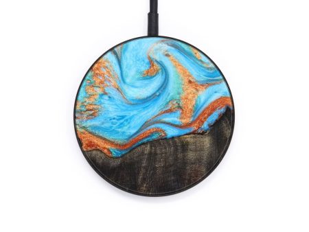 Circle Wood+Resin Wireless Charger - Tessa (Teal & Gold, 637539) Discount