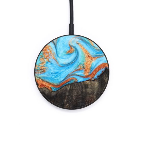 Circle Wood+Resin Wireless Charger - Tessa (Teal & Gold, 637539) Discount