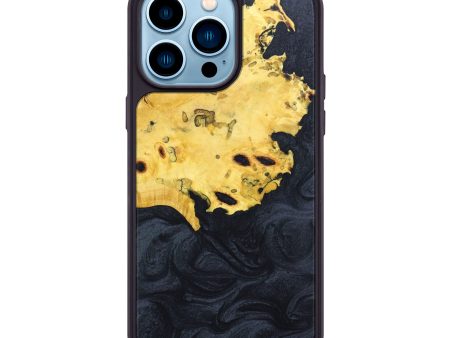 iPhone 14 Pro Max Wood+Resin Phone Case - Luciana (Black & White, 638309) For Cheap