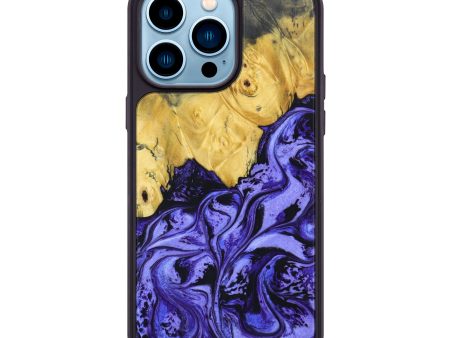 iPhone 14 Pro Max Wood+Resin Phone Case - August (Purple, 638132) For Cheap