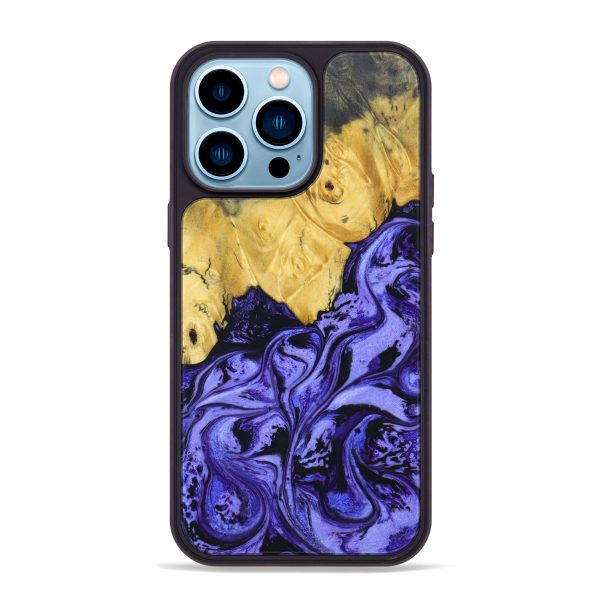 iPhone 14 Pro Max Wood+Resin Phone Case - August (Purple, 638132) For Cheap