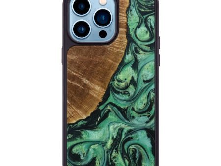 iPhone 14 Pro Max Wood+Resin Phone Case - Dwight (Green, 642150) For Cheap