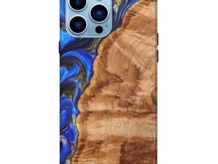 iPhone 14 Pro Max Wood+Resin Live Edge Phone Case - Barrett (Blue, 641066) Hot on Sale