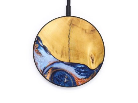 Circle Wood+Resin Wireless Charger - John (Teal & Gold, 640157) Online