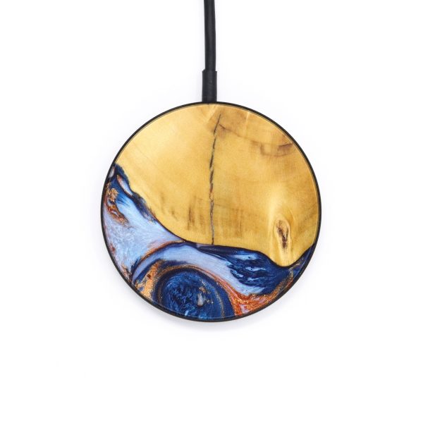 Circle Wood+Resin Wireless Charger - John (Teal & Gold, 640157) Online