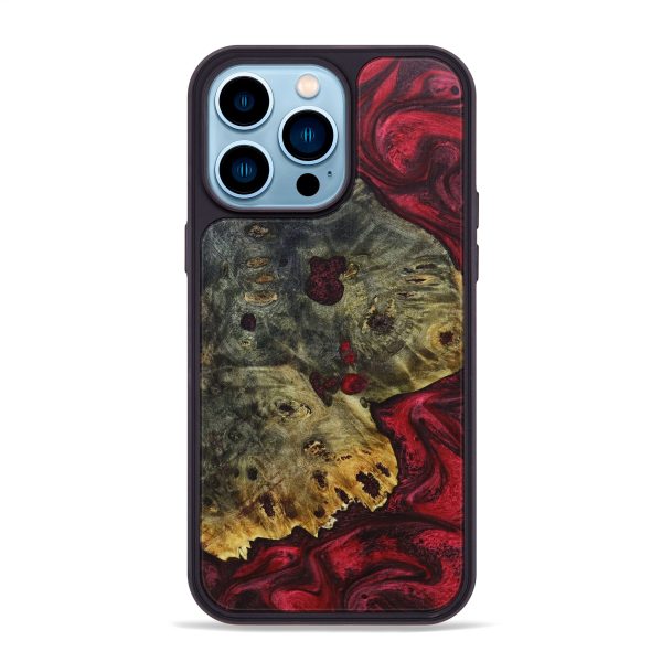 iPhone 14 Pro Max Wood+Resin Phone Case - Miriam (Red, 638440) Online now