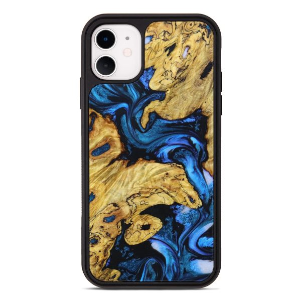 iPhone 11 Wood+Resin Phone Case - Alayah (Blue, 639510) Online