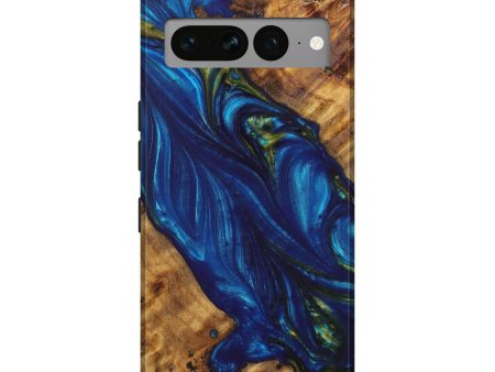 Pixel 7 Pro Wood+Resin Live Edge Phone Case - Fannie (Teal & Gold, 638987) Discount