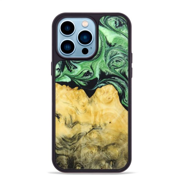 iPhone 14 Pro Max Wood+Resin Phone Case - Guy (Green, 640872) Discount