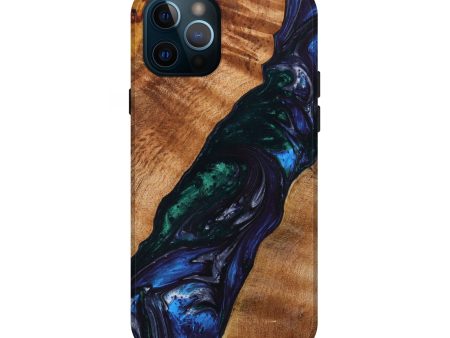 iPhone 12 Pro Wood+Resin Live Edge Phone Case - Elyse (Blue, 639113) For Discount