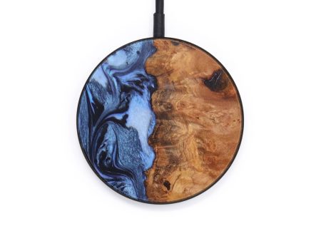 Circle Wood+Resin Wireless Charger - Yahir (Blue, 640158) Hot on Sale