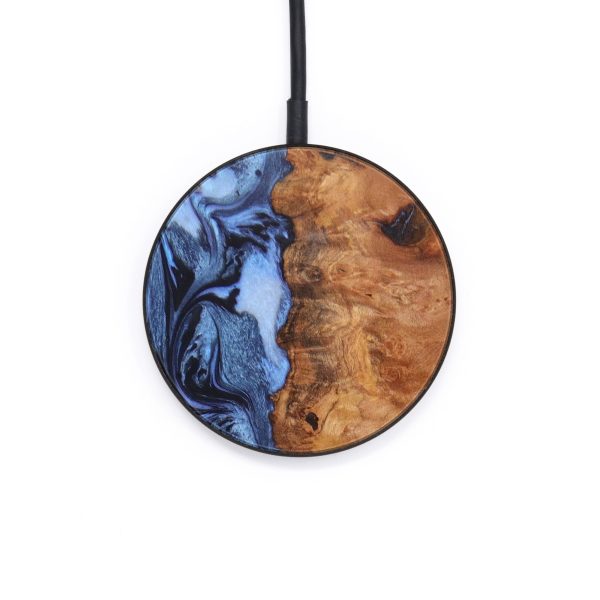 Circle Wood+Resin Wireless Charger - Yahir (Blue, 640158) Hot on Sale