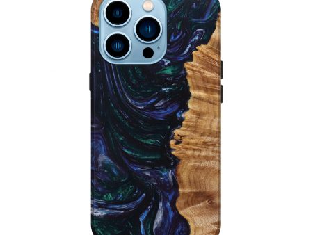 iPhone 14 Pro Wood+Resin Live Edge Phone Case - Arya (Blue, 638542) Fashion