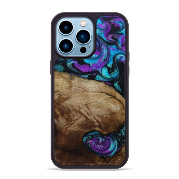 iPhone 14 Pro Max Wood+Resin Phone Case - Edith (Purple, 643379) For Cheap