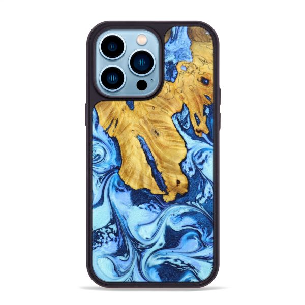 iPhone 14 Pro Max Wood+Resin Phone Case - Elisa (Blue, 639838) Hot on Sale