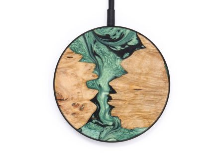 Circle Wood+Resin Wireless Charger - Francine (Green, 637894) Hot on Sale